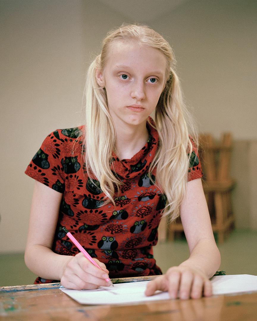 Katrina, student of Valka Art School draws some sketches while attending the drawing class. Valka, Latvia. March 11th 2016. This trilingual (Latvian, Estonian and Russian) school is attended by children from both sides of the Latvian and Estonian border.